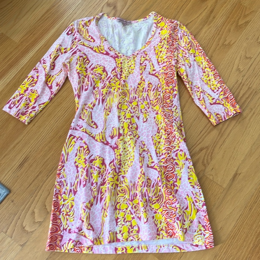 Barbara Gerwit vintage V-neck dress size medium giraffes